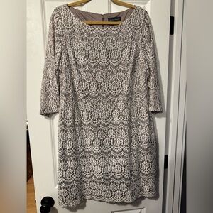 Jessica Howard Long Sleeve Lace Dress in White